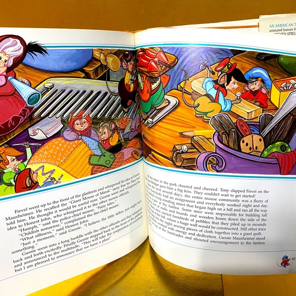 DISNEY AN AMERICAN TAIL HARD COVER BOOK w/DUST JACKET & EMBOSSED COVER VTG 1986 - Picture 4 of 16